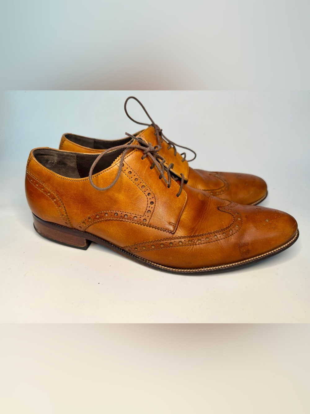 Cole Haan Shoes Mens 13 M Benton Leather Wingtip Derby C24116 tan